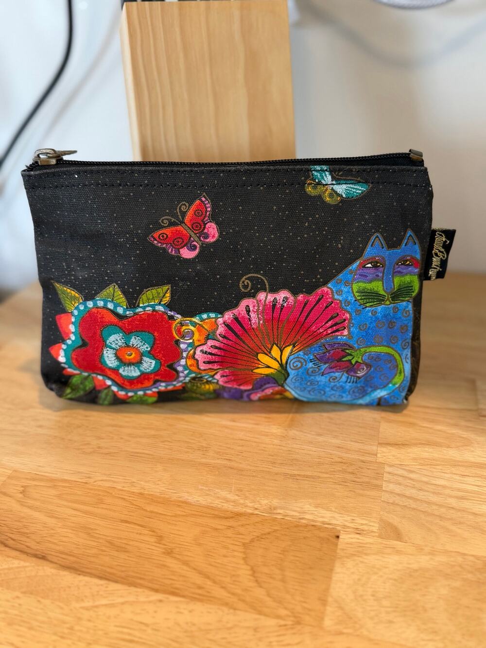 Laurel birch painted cat makeup bag